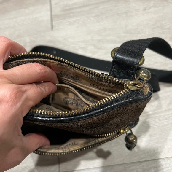 Juicy Couture Vintage Y2K Brown Suede & Leather Trim Crossbody Bag Crown Logo - Picture 8 of 9